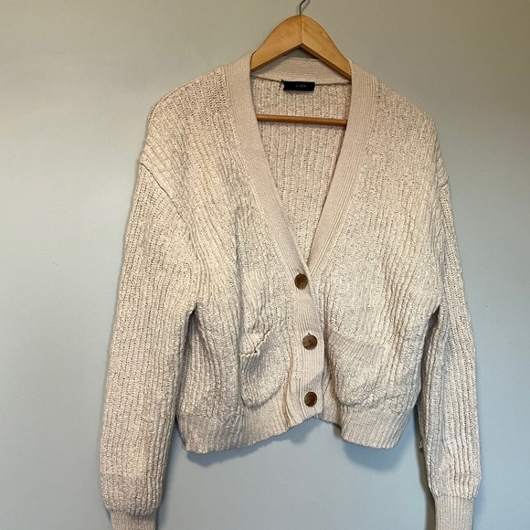 J. Crew Cozy Cream Cardigan Sweater - Picture 3 of 7